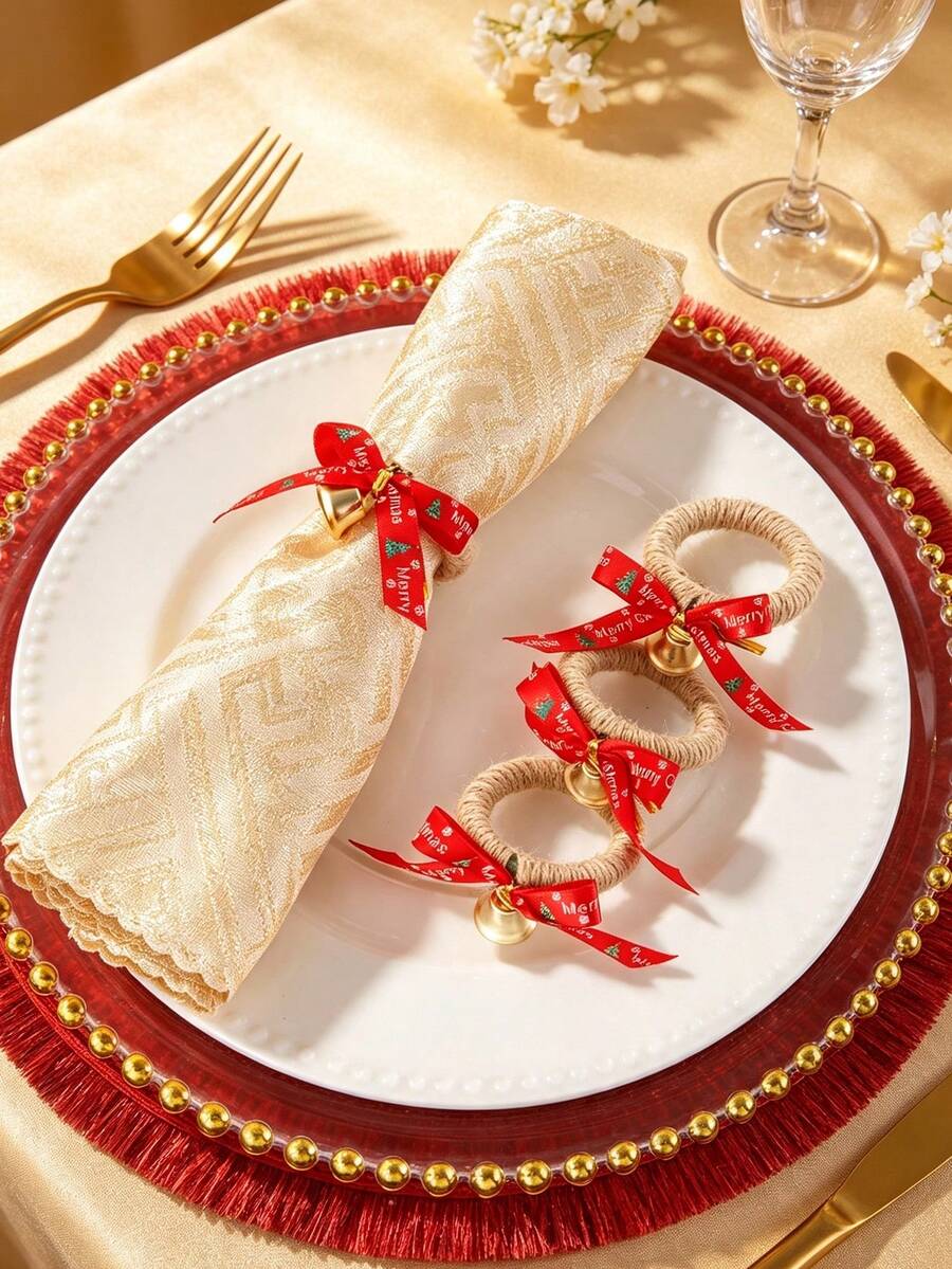 6/12pcs Christmas Tree Napkin Rings, Suitable For Christmas Restaurant Table Decoration, Christmas Napkin Rings, Suitable For Christmas Table Decoration Napkin Rings, Christmas Napkin Holders, Christmas Party Napkin Rings - Multicolor - View 1