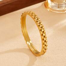 3pcs Luxury Stackable Stainless Steel Bracelet Set, 18K Gold Plated Non-Fading Watch Band, Rhinestone Heart Bracelet, High-End Jewelry For Women - Gold - View 8
