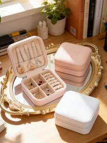 1 Piece Jewelry Box, Large Capacity Jewelry Storage Box, Jewelry Organizer, Mini Jewelry Box, Jewelry Saving Box, Portable Travel Jewelry Box, Cosmetic Box, Simple Travel And Home Jewelry Box - Multicolor - View 3