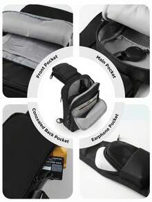 NEWHEY Men's Anti-Theft Chest Bag, Crossbody Bag, Unisex Small Shoulder Bag With Zipper Lock And RFID Anti-Theft Function - Multicolor - View 3