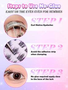 MAANGE 100 Clusters D-Curl Manga Long Self-Adhesive False Eyelashes, Segmented With Built-In Adhesive Tape, Realistic Eyelashes, Suitable For Beginners, Reusable, Daily Wear, With Adhesive Strip, Can Extend Eyelashes, Use As Needed, Convenient And Suitable For European And American Eye Shapes - D - View 4