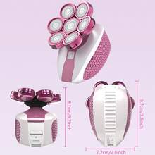 Upgraded 7D Floating Bald Head Electric Shaver For Men, 5-In-1 Men's Grooming Kit, Dry Rotary Shaver With LED Digital Display, USB Rechargeable, Includes Nose Hair Trimmer And Facial Cleansing Brush, Men's Gift - Pink - View 8