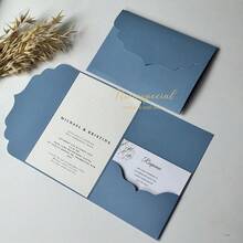 NIEWSPECIAL 10/20/25/50/100pcs Triangle Pattern Tri-Fold Pocket Wedding Invitation Covers, Engagement, XV Birthday, Baptism Minimalist Invitation Envelopes, DIY Invitations, 5*7 Inch Pocket Style Customized Invitation Cards - Style a - View 8
