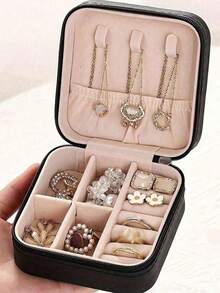 1 Piece Jewelry Box, Large Capacity Jewelry Storage Box, Jewelry Organizer, Mini Jewelry Box, Jewelry Saving Box, Portable Travel Jewelry Box, Cosmetic Box, Simple Travel And Home Jewelry Box - Multicolor - View 2