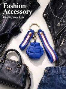 Cool Creative Exquisite Simulated Down Jacket Fashion Glasses Keychain, Portable Practical Fashionable Small Pendant, Suitable For Clothes, Bags And Car Keychains, Gift For Friends, Daily Outfit Accessory - Multicolor - View 3