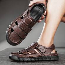 New Korean Style Summer Men's Breathable Casual Roman Sandals, Versatile Beach Shoes - Brown - View 1