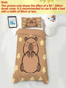 2/3pcs Cartoon Capybara Duvet Cover Set, Single/Double/Queen/King Bedding Set, 3D Printed Cartoon Bedding, Suitable For Girls, Children, Teenagers, 1 Duvet Cover + 1/2 Pillowcases, All Seasons, Zipper Closure (No Filling), 100% Polyester - Multicolor - View 18