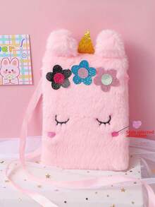 1pc Cute Unicorn Plush Crossbody Bag – Cartoon Shoulder Bag / Student Coin Purse ( Style) - Multicolor - View 10