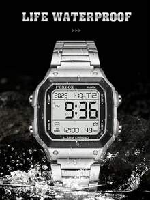 Foxbox LIGE Men Watch Top Brand Stainless Steel Watches For Men Sport Date Waterproof Quartz Watches Men Chronograph - Silver - View 10