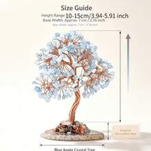 Natural Blue Agate Base Crushed Stone Money Tree, Crystal Craft, Suitable For Office Decoration, Home Decor, And Thoughtful Gift For Colleagues And Friends - Dusty Blue - View 3