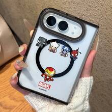 Miniso Ốp lưng điện thoại gấp gọn nam châm Marvel Avengers mới phù hợp cho iPhone Duo/18 Duo/18 màn hình kép hoạt hình Iron Man Spider-Man Captain America trong suốt lỗ lớn bảo vệ tương thích Apple - màu đen - Xem 5