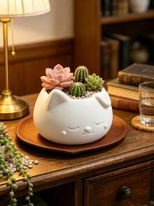 Chậu hoa mèo in 3D phong cách Ins Cream, thiết kế mèo con nhắm mắt dễ thương, kết cấu mềm tối giản, phù hợp cho sen đá và xương rồng mini, trang trí ban công và bàn làm việc, chậu trồng cây để bàn chữa lành - Nhiều màu - Xem 14