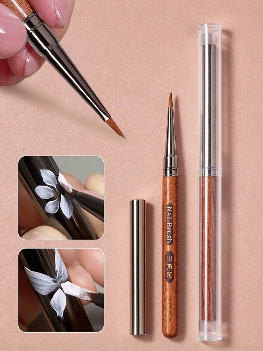 Professional Nail Art Pen With Triangle Brush Tip | Floral & Butterfly Design, Press-On Petal Leaf Embellishments | Manicure Tool For DIY/Salon - Multicolor - View 1