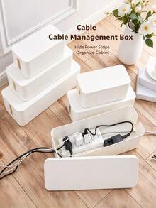 1/6/8Pcs Unisex White Desktop Socket Power Strip Cable Organizer Box Set, Hidden Cord Winder, Data Line Organizer Lid, Japanese Minimalist Socket Management For Study Dining Kitchen, Back-To-School Gift, Random Style - Multicolor - View 6
