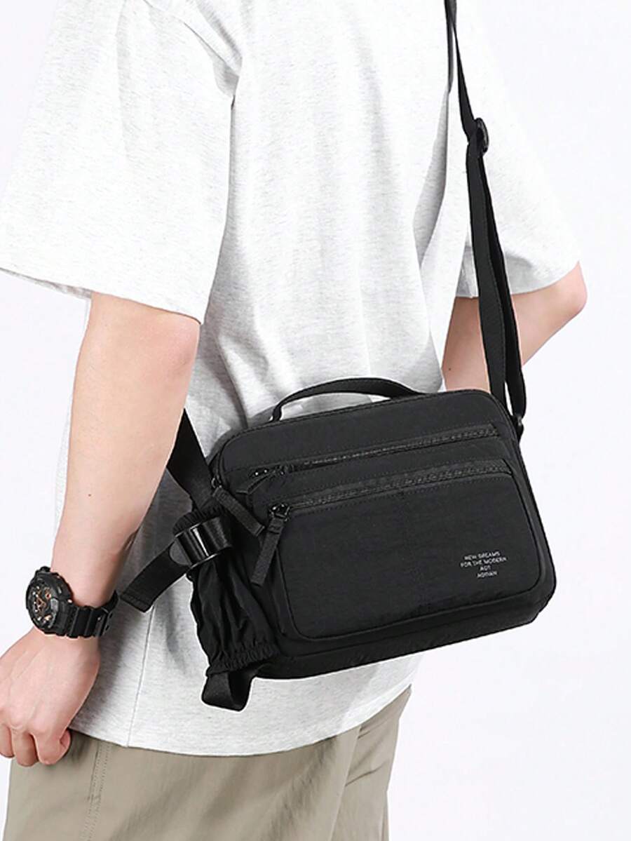 New Men's Multi-Layer Shoulder Bag, Lightweight Casual Crossbody Bag, Outdoor Travel Wear-Resistant Practical Men's Backpack Handbag