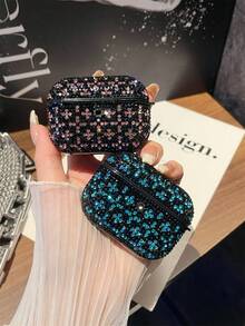 1pc Bling Earphone Case, Full Rhinestone Earphone Protective Cover, ForAirPods Pro2 Shell, Y2K Rhinestone Earphone Case, Rhinestone Bluetooth Earphone Case ForAirPods Protective Shell, Thanksgiving And Valentine's Day Surprise, Halloween And Christmas Gift - Pink - View 8
