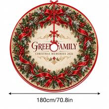1件紅色緞帶冬青與松果圖案聖誕樹裙，優雅節日裝飾，5種尺寸，中性節日禮物，適合居家與派對聖誕家居裝飾 - 紅絲帶冬青松果 - 查看 12