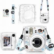 Ốp bảo vệ trong suốt cho máy ảnh Fujifilm Mini 13 (màu xanh Lagoon) | Túi bảo vệ máy ảnh Mini 13 bằng nhựa cứng PC trong suốt, kèm sticker dễ thương và dây đeo vai điều chỉnh được, không bao gồm máy ảnh - Xem 10