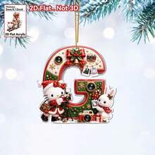 Funko Hello Kitty & Rabbit 26 Letters 2D Flat Acrylic Christmas Hanging Decor, Personalized Letter Ornament, Christmas Tree Pendant, Holiday Home Party Car Interior Decoration Gift - Multi-color - View 17