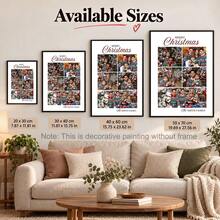 1pc Christmas Family Photo Collage Custom Poster Template, Personalized Gift, Customized Wall Art, Pictures Custom Photo, Customizable Things, Bedroom Decor For Adults, Room Decor, Optional Frame - Multicolor - View 5