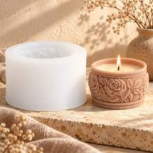 Rose Flower Candle Jar Silicone Mold DIY Embossed Floral Round Pot Mould For Making Scented Candle Containers Succulent Planters Gypsum Crafts Home Decor Gifts - Mold - View 7