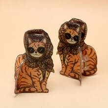 1pc Leopard Print Headscarf Fashion Glasses Cat Hair Clip Cartoon PVC Shark Claw Clip For Girls - Brown - View 11