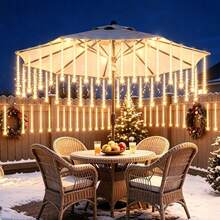 LED Meteor Shower String Lights, Christmas Tree Hanging Water Flow Lights, Starry Sky Atmosphere Decorative Lights, Suitable For Trees, Weddings, Parties And Garden Yard Decoration - USB-powered - View 7