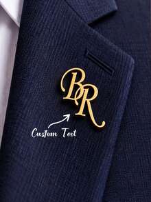 Personalized Initial Lapel Pin, Customized Name Brooch, Groom And Groomsmen Pin, Stainless Steel Jewelry Wedding Gift, Unisex Initial Brooch - Multicolor - View 1