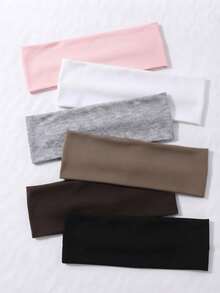 6pcs/Set Solid Color Wide Headbands For Women Soft Stretchy Elastic Hair Bands Basic Minimalist Headwraps For Daily Workout Autumn Hair Accessories - Multicolor - View 8