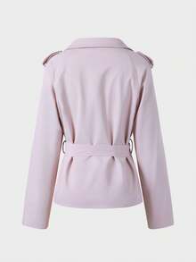 Women's Elegant Fashion Casual Commute Daily Date Minimalist Trench Coat - Pink - View 8