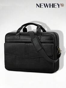 NEWHEY Men's Messenger Bag, 16 Inch Laptop Bag, PU Leather Briefcase, Vintage Waterproof Laptop Briefcase, Large Capacity Computer Bag, Suitable For Work, University, Business, Travel, Daily Commute Shoulder Bag - Multicolor - View 1
