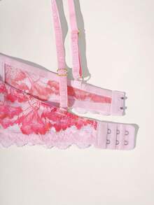 Romantic Pink Lace Underwire Bra, Soft Floral Lingerie Top, Suitable For Date Night Or Everyday Wear - Pink - View 7