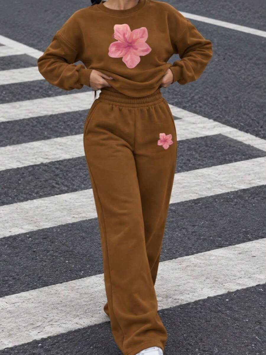 Women Two-Piece Outfits - Camel - View 1