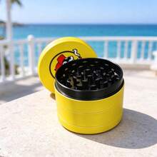 1pc Cartoon Dog Print Grinder, Bright Yellow Shell Portable Design, Niche Creative Smoking Accessory - View 9