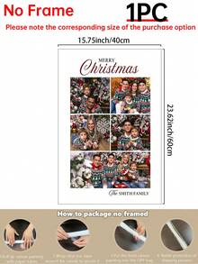 1pc Christmas Family Photo Collage Custom Poster Template, Personalized Gift, Customized Wall Art, Pictures Custom Photo, Customizable Things, Bedroom Decor For Adults, Room Decor, Optional Frame - Multicolor - View 13