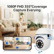 Wireless WiFi Security Camera - 1080P HD, Waterproof Indoor/Outdoor, Color Night Vision, 2-Way Audio, 360° Pan/Tilt/Zoom, Motion Tracking And Detection, With Spotlight And Alarm - App Control, Christmas Gift, Wired - Multicolor - View 6