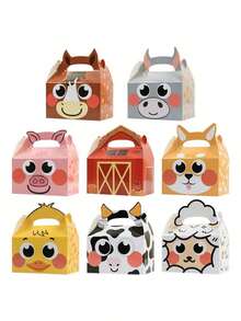 24PCS Farm Animal Theme Birthday Party Favor Boxes for Candy Trts and Goodies Perfect for Barnyard-Themed Celebrations Kiten Preservation Home Storage and arming Home Decor Enhancements - Multicolor - Ver 1