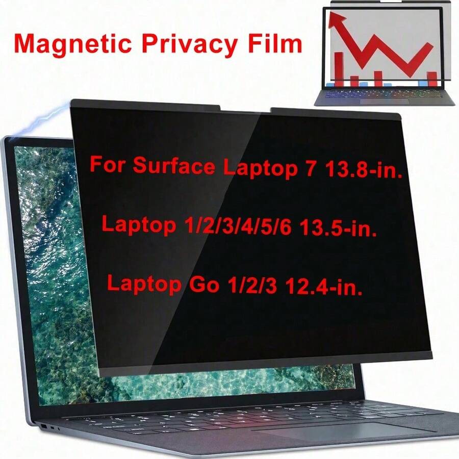 Magnetic Privacy Screen Protector Film For Surface Laptop 7 13.8 Inch 2036 Model Go 12.4 In Film For Surface Laptop 6/5/4/3/2/1-13.5 Inch Matte Laptop Privacy Anti-Peeping Screen, Laptop Privacy Filter, Suitable For Office, Airport, Cafe And Other Public Places - View 1