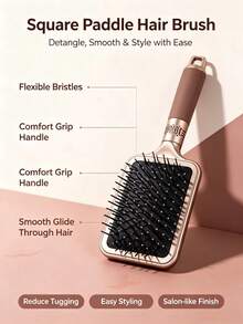 1pc Anti-Static Detangling Comb, Curly Hair Comb, Scalp Massage, Hair Styling Rib Comb, Multi-Function Air Cushion Comb, Unisex Curved Comb - Mocha Brown - View 11