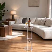 Acrylic Beverage Table, Modern Martini Bar Cart, Elegant 3-Tier Round Side Table For Living Room, Sturdy And Stable, Easy To Assemble, Suitable For Daily Leisure And Home Decor - Multicolor - View 2
