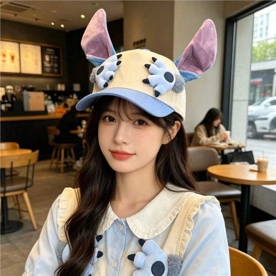 Panini Stitch New Palm Baseball Cap Cartoon Cute Ears Sun Protection Design Photo-Ready Baseball Cap - Multicolor - View 1