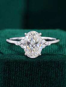 1pc Oval Hollow Ring, Women's Style, Suitable For Parties And Events, Exquisite Jewelry, Girlfriend Anniversary Gift - Oval Round Diamond Marquise - View 3