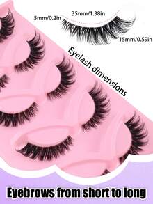 5 Pairs Fox Eye Tail Extension False Eyelashes, Transparent Stem, Soft & Lightweight, Natural Long Mink-Like Faux Eyelashes, Tapered Tips, Comfortable Realistic Lashes For Dating & Travel, Large Capacity Essential - Black - View 4