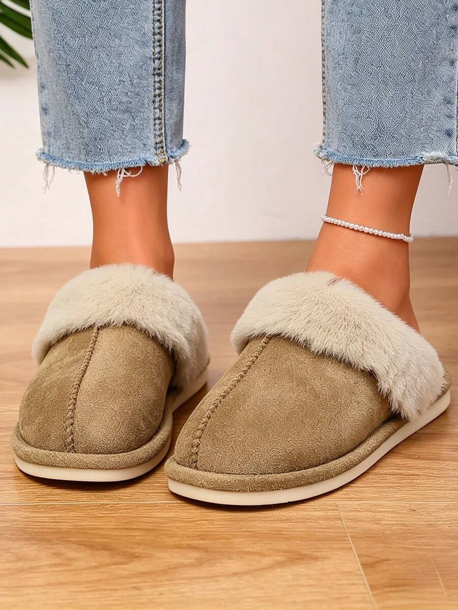 Children's Plush Slippers For Girls And Boys, Warm House Shoes Suitable For Indoor And Outdoor - Khaki - View 1