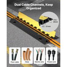 Cable Protector Ramp, 22,000 Lbs/Axle Capacity, 2 Channel Heavy Duty TPU Cord Hose Wire Cover, 1.2 X 1.1 In Channel, Traffic Speed Bump With Flip-Open Top Cover, For Indoor Outdoor Use, 3 Pack - Top-open,2 Slot,TPU,1.2 Inch - View 4