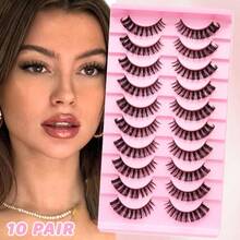 10 Pairs Natural Realistic Flared Strip False Eyelashes, Curly Lightweight And Comfortable - TK57 - View 5