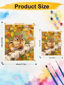 DIY Paint By Numbers Kit, Cute Chipmunk Eating Nut On Birch Tree Autumn Animal Oil Painting, Hand Painted Painting Kit, Home Wall Decor Gift - A - View 5