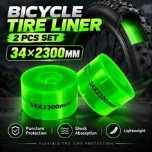 VXM 1/2pcs Bicycle Tire Inner Liner Puncture Protection Tape, Suitable For Mountain Bike, Green TPU - Multicolor - View 8