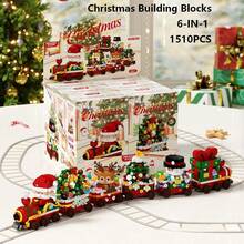 1510pcs Santa Claus Train Snowman Reindeer Christmas Tree 6-In-1 Building Blocks Decoration, Christmas Party Decor & Gift, New Year/Christmas Gift - Multicolor - View 8