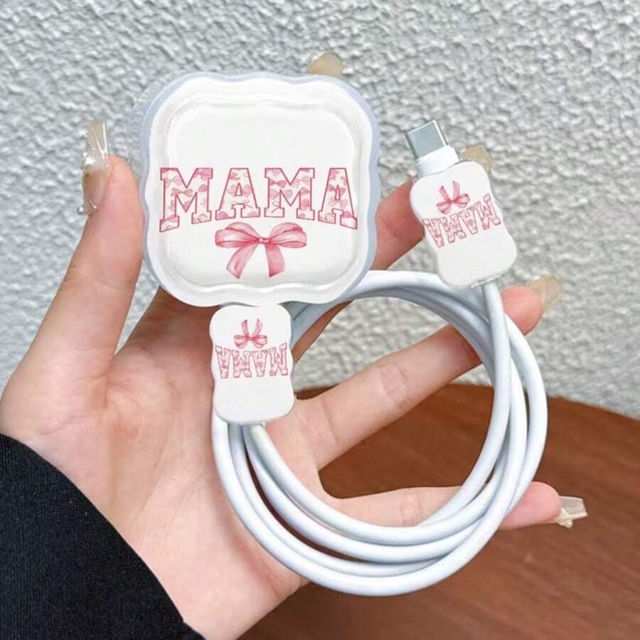 English Bowknot Style Apple Charger And Cable Protection Set, Durable ...